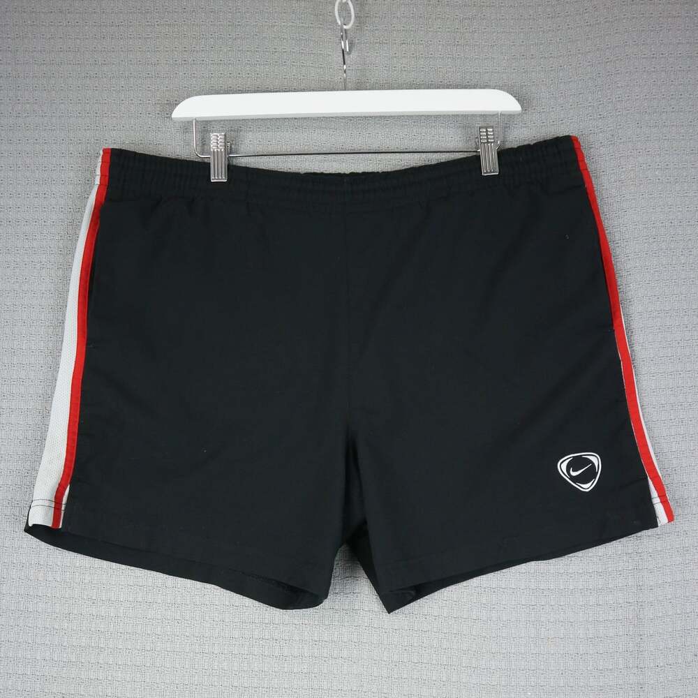 Nike Vintage Athletic Shorts Black with Red and White Side Stripes